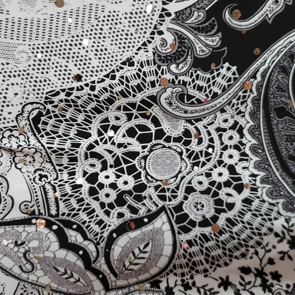 Studio 1940 18/20 short sleeve top/blouse black white with sparkle grey beads - Picture 5 of 9